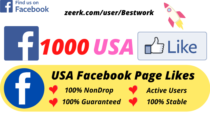 I will Add 1000 USA Facebook Page Likes NonDrop Lifetime Guaranteed