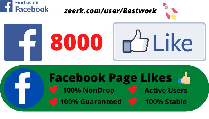 I will Provide 8000 Facebook Page Likes Non drop Lifetime Guaranteed