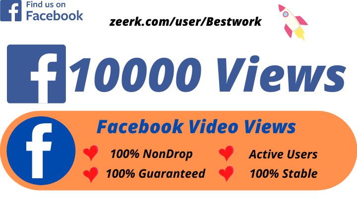 I will Add 10000 Facebook Video Views High-Quality Non drop Permanent Lifetime Guaranteed