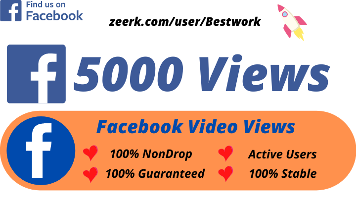I will Add Facebook 5000 Video Views High-Quality Non drop Permanent Lifetime Guaranteed