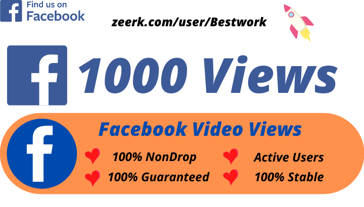 I will Add 1000-2000 Facebook Video Views High-Quality Non drop Permanent Lifetime Guaranteed