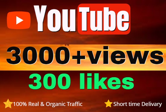 Add High-Quality Non-Drop 3000+ Youtube Views & 300 Likes for Growth Your Channel