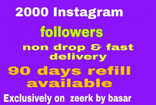 2000 Instagram followers non drop and fast delivery