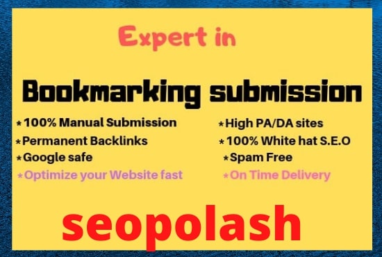 I will do bookmark submissions manually high PA DA sites