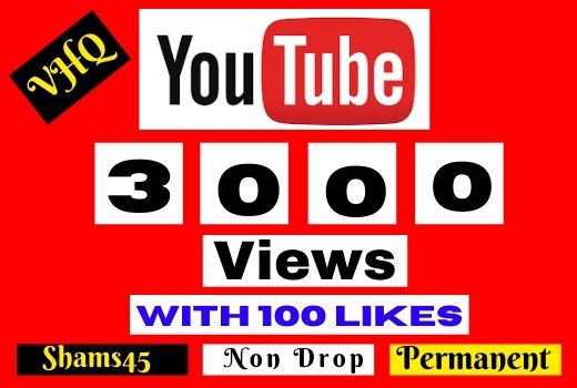 3000+ YOUTUBE VIEWS with 100 Like I will Promote Your video, NON DROP, Lifetime guaranteed