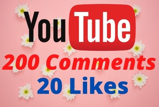 Get 200 Youtube Comments and 20 Likes Non-drop Lifetime Guaranteed.