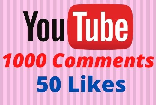 Get 1000 Youtube Comments and 50 Likes Non-drop Lifetime Guaranteed.