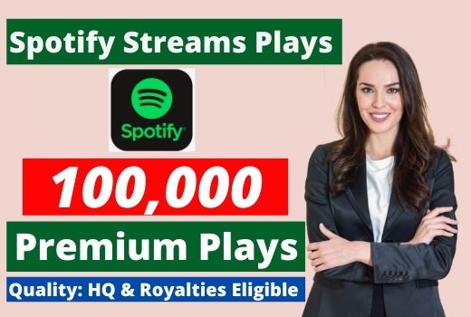 Send 100,000 Spotify Stream Premium Plays HQ and Royalties Eligible