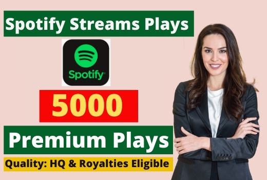 Send 5000 Spotify Stream Premium Plays HQ and Royalties Eligible