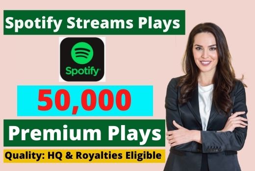 Send 50,000 Spotify Stream Premium Plays HQ and Royalties Eligible