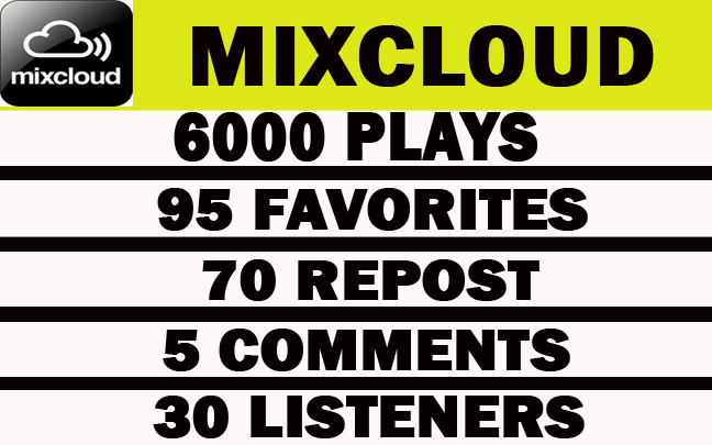 6000 Mixcloud plays with 95 favorites,  70 repost, 5 comments, 30 listeners