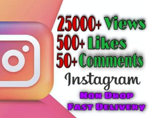 I will provide 25000 Views and 500+ Likes and 50+ Comments on Instagram!! Fast and HQ!!