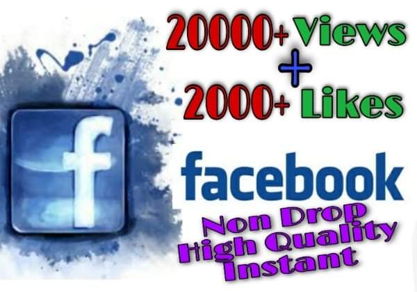 I will provide 20000+ Views and 2000+Likes on Facebook!! Fast and HQ!!