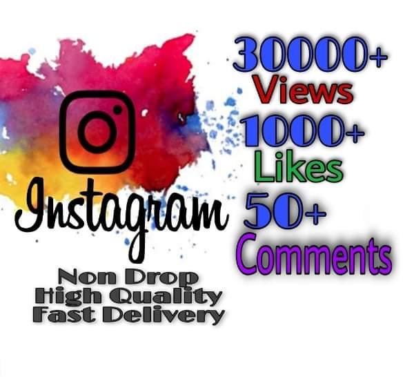I will provide 30000+ Views and 1000+ Likes more over 50+ Comments on Instagram!! Fast and HQ!!