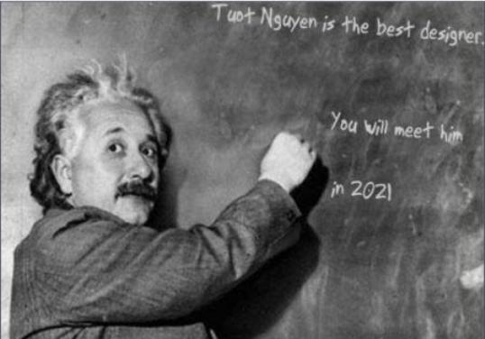 I will create Einstein write the 3 messages on the blackboard