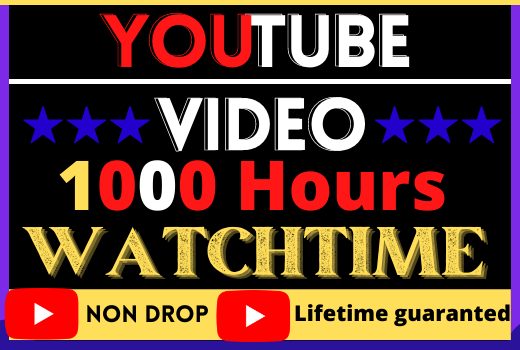 I WILL DO YOUR YOUTUBE 1000 HOURS WATCH TIME BEST QUALITY, NON DROP AND 100% REAL