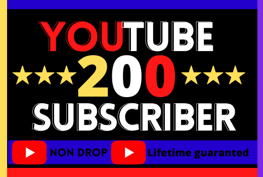 I Will Do Super Fast Your YouTube Channel 200 Subscriber , organic real active user, non-drop, and lifetime guaranteed
