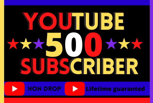 i will do super fast  your YouTube channel 500 subscriber, Non Drop, 100% real, lifetime parmanent and organic