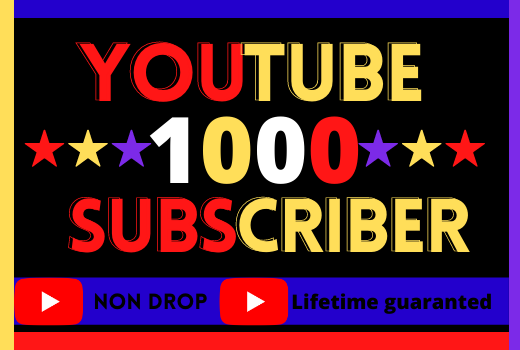 i will do youtube 1000 subscribers, Best quality, Non drop, life time granted, 100% real and organic
