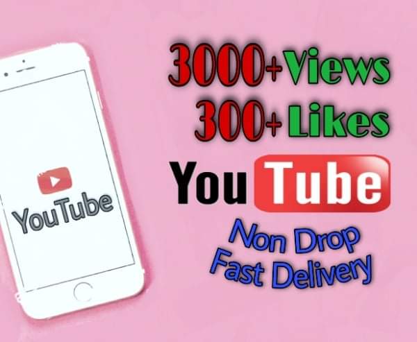 I will provide 3000+ Views and 300+ Likes on YouTube!! Fast and HQ!!