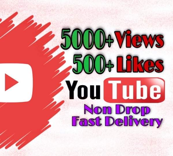 I will provide 5000+ Views and 500+ Likes on YouTube!! Fast and HQ!!