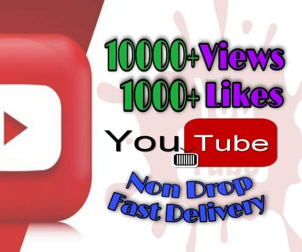 I will provide 10000+ Views and 1000+ Likes on YouTube!! Fast and HQ!!