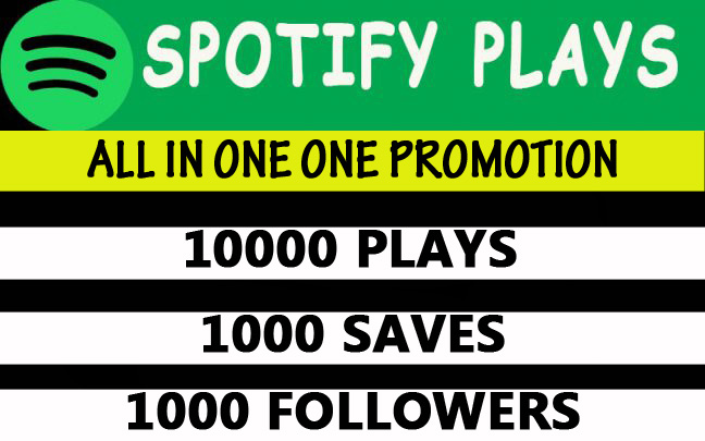 Spotify Super FAST 10,000 plays, 1000 saves, 1000 followers promotion