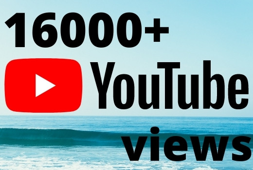 I will add 16000+ YouTube views ,all views are 100% real and organic.