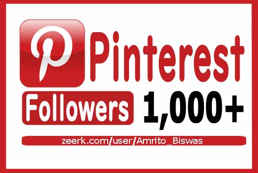 You Will Get 1000+ Pinterest Organic and Real Followers, Non-Dropped and Lifetime Guarantee.
