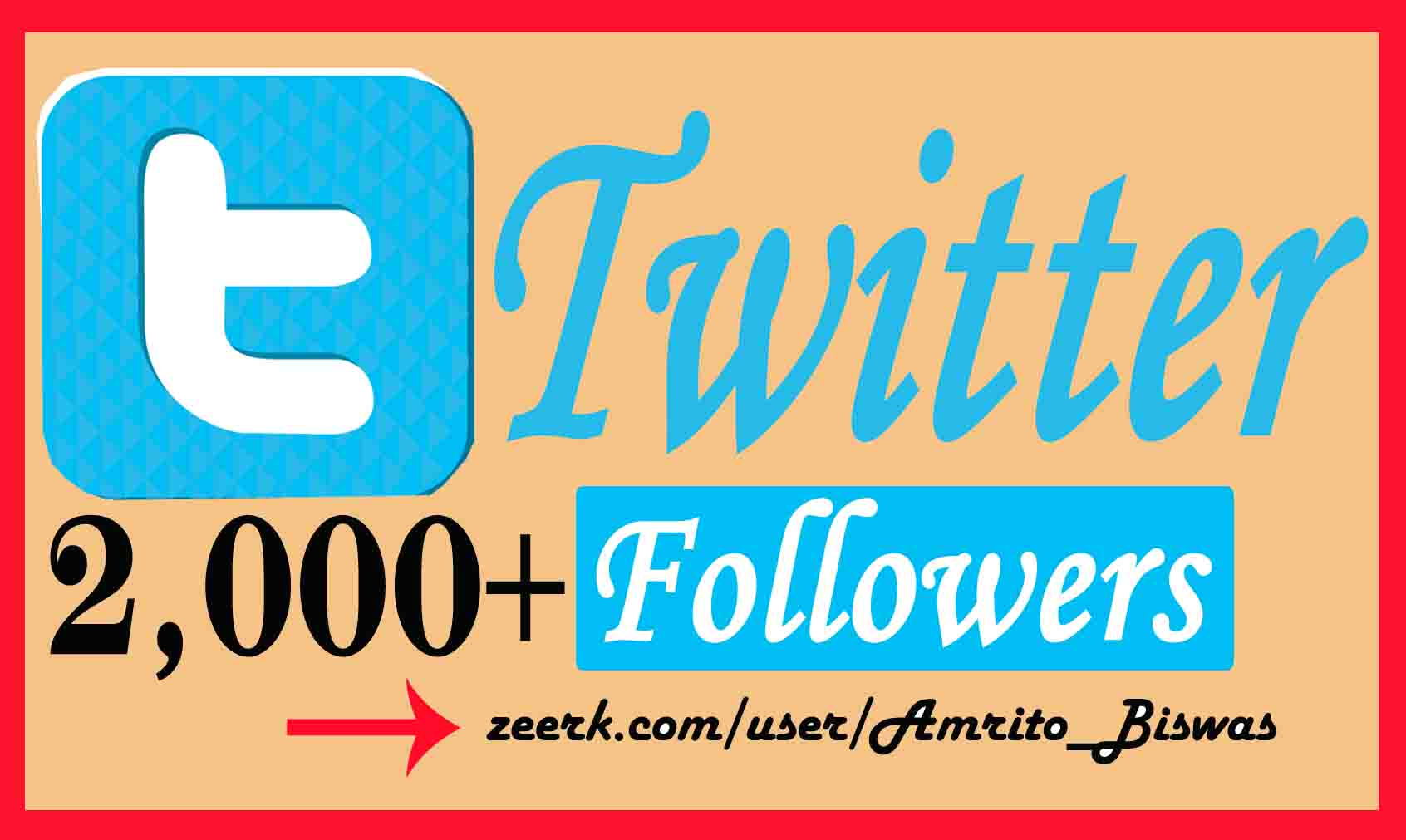 Add 2,000+ Organic Twitter Followers, High Quality, Non-Dropped, Real Active User 100% Guarantee.