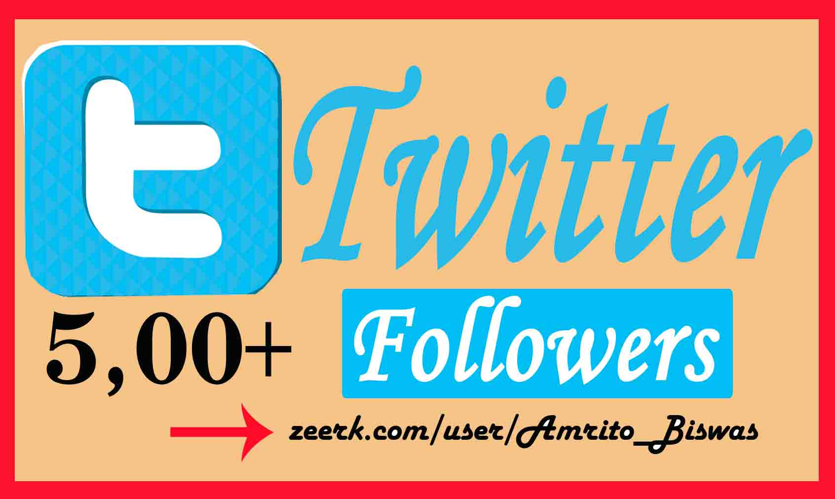 Add 500+ Organic Twitter Followers, High Quality, Non-Dropped, Real Active User 100% Guarantee.