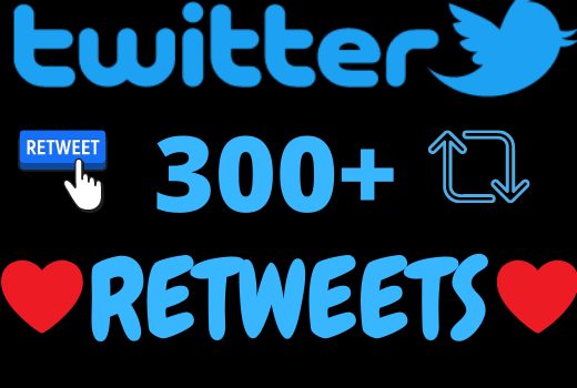 I will add 300+ twitter retweets ,all retweets ﻿are 100% real and organic.