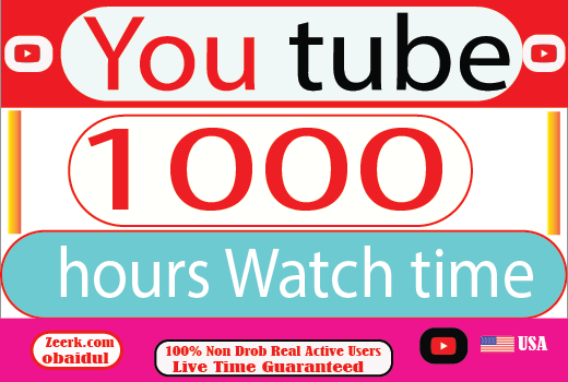 I Will provide your YouTube 1000 hours Watch Time