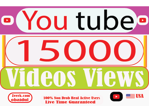 I Will provide your 15000 YouTube Video Views Non Drop 100% Live  Time Guaranteed