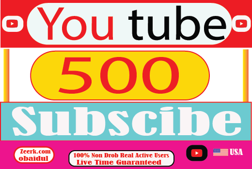 I will provide your 500 youtubr subscribe 100% Live time Guaranteed Non drop Real user