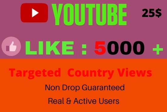 I will give 5000+ YOUTUBE like, I will Promote Your video, NON DROP, Lifetime guaranteed