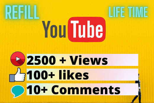 2500+ organic you-tube views +100 likes + 10 custom comments -Non-Drop / Lifetime Guaranteed.