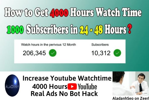 Increase 4000 hours youtube watchtime