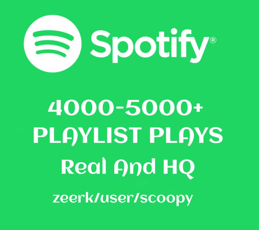 ORGANIC 4000-5000+. SPOTIFY PLAYLIST PLAYS REAL AND LIFETIME GUARANTEE