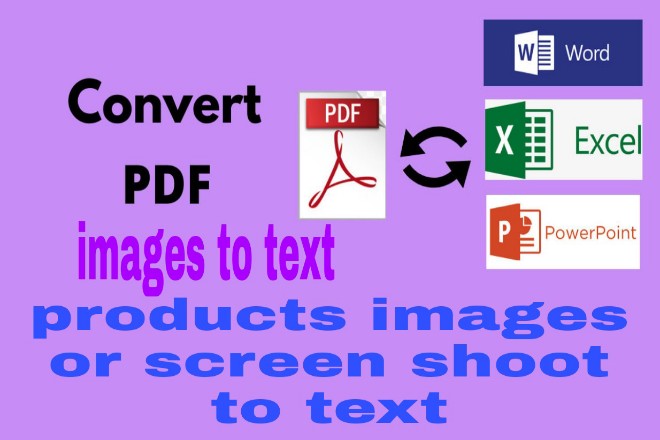 I will convert pdf to word or excel, image to text