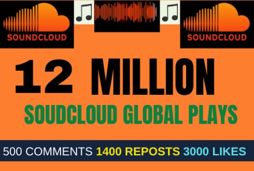 14 million SoundCloud global PLAYS WITH 3500 LIKES 1600 repost AND 600 comments