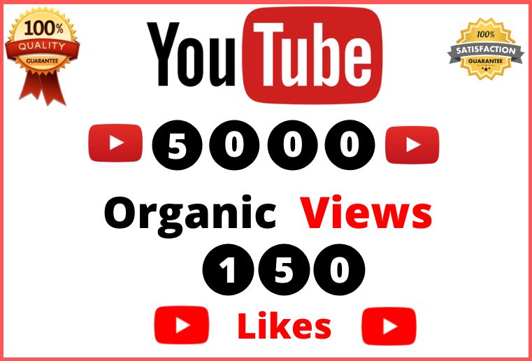 Provide 5000+ Youtube views to your video for Lifetime || 100% Organic with 150 Likes