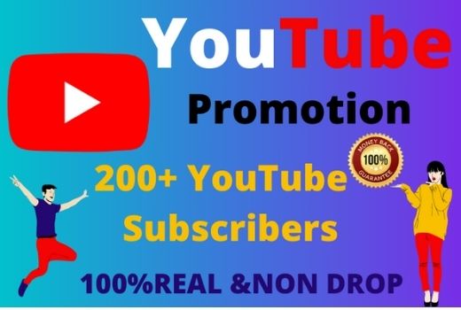I will Provide 200+ Real Non Drop YouTube subscribers