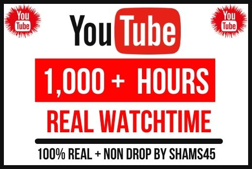 Get 1000+ Hours Youtube Watchtime, Real and Organic, High quality, Non-Drop, Lifetime Guarantee