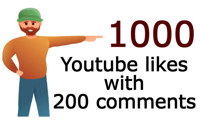 1000 Youtube likes with 200 random comments