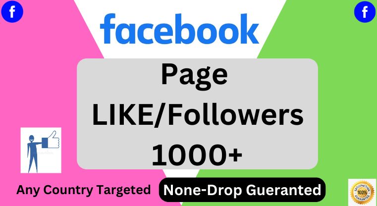 Country Targeted 1000+ organic Facebook page likes /followers Permanent Gueranted