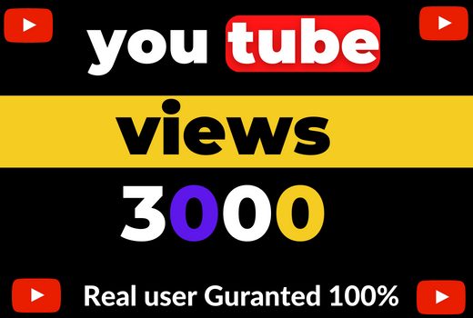 3000 YouTube H.Q views lifetime guarantee with 500 like
