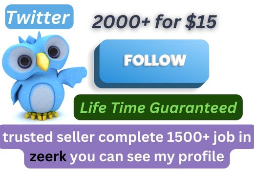 Get Organic 2000+ Twitter Followers, Real, Active HQ Users Guaranteed