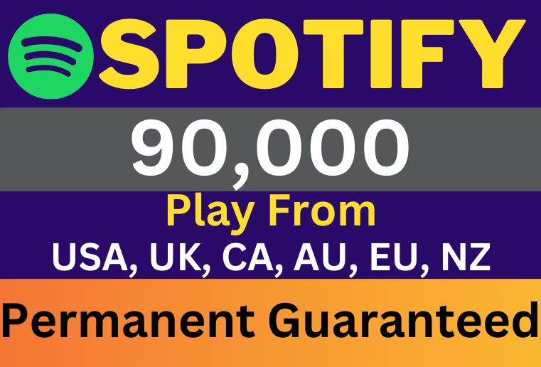 Get Organic 90,000 Spotify Plays From USA/CA/EU/AU/NZ/UK, Real and Active Audience, Permanent Guaranteed