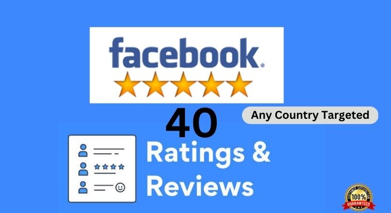 Targeted Country  40 Facebook Page five star HQ Rating and Review Lifetime Gueranted..